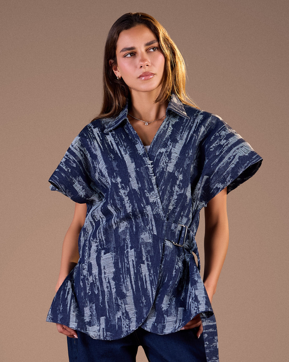 Navy Blue ripped denim S26-V22