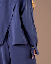 cropped copra shirt with overlapping back DARK BLUE S26-CH18