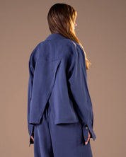 cropped copra shirt with overlapping back DARK BLUE S26-CH18