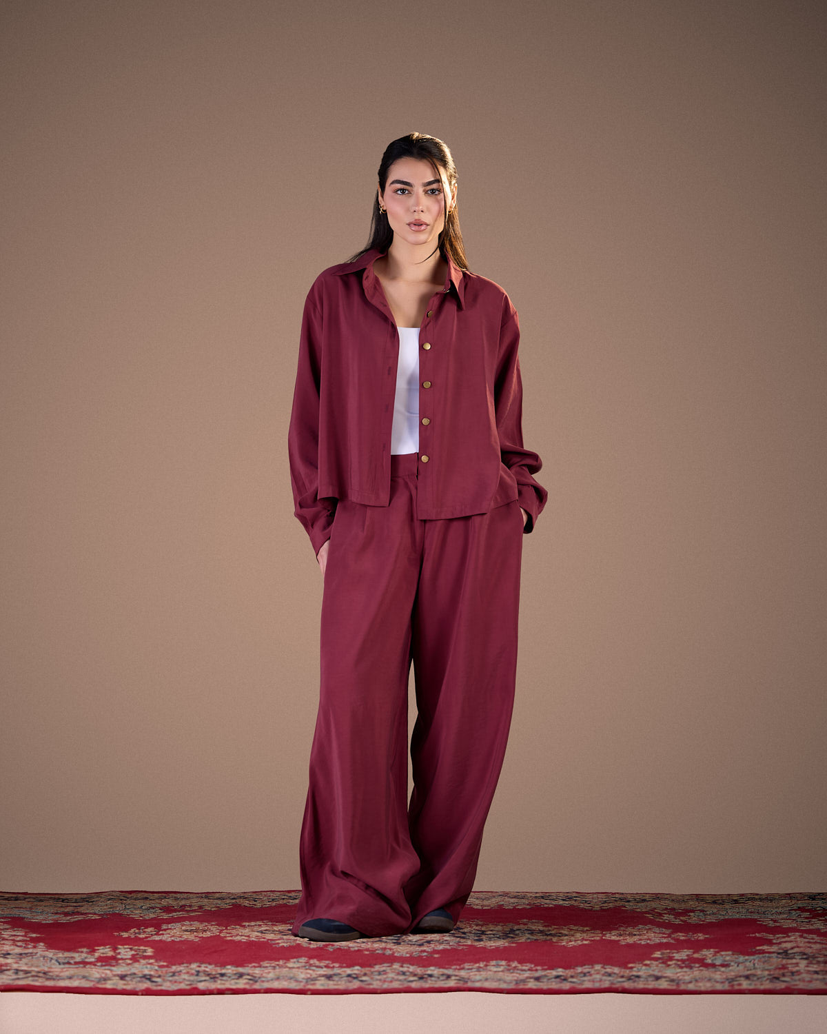 Copra wide pants  BURGUNDY S26-P19