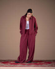 cropped copra shirt with overlapping back BURGUNDY S26-CH18