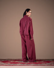 cropped copra shirt with overlapping back BURGUNDY S26-CH18