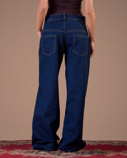 wide Denim Jeans with zipper pockets