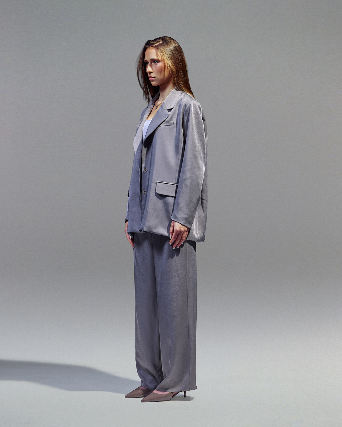 Satin Blazer s OLIVE S26-B24