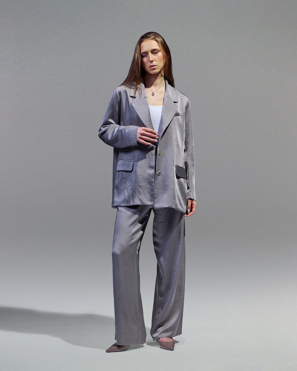 Satin Blazer s OLIVE S26-B24