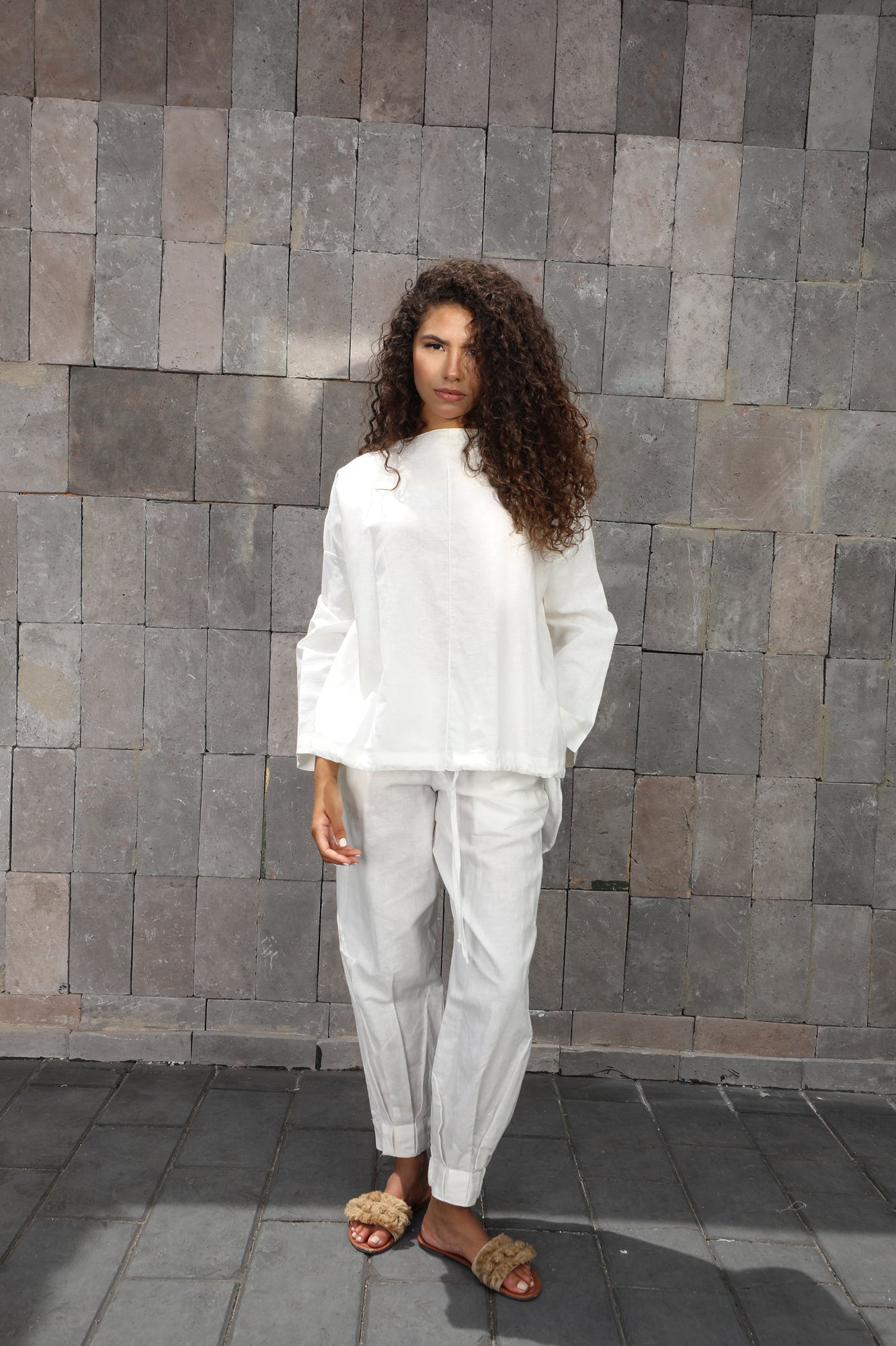 Tsl pants linen WHITE