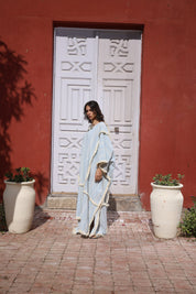 Turkish Linen Modest Abayya With Tassels babyblue