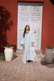 Turkish Linen Modest Abayya With Tassels babyblue