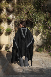 Black Shimmering Kaftan With Fringes