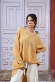 Yellow Turkish Linen Plain Top With Capishou