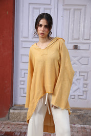 Yellow Turkish Linen Plain Top With Capishou