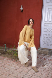 Yellow Turkish Linen Plain Top With Capishou