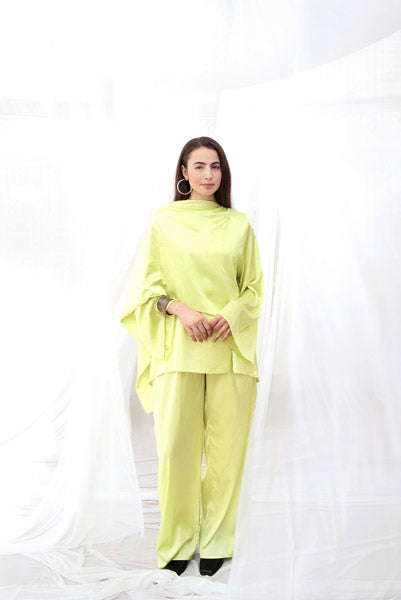 Satin Serenity Top with Round Scarf NEON