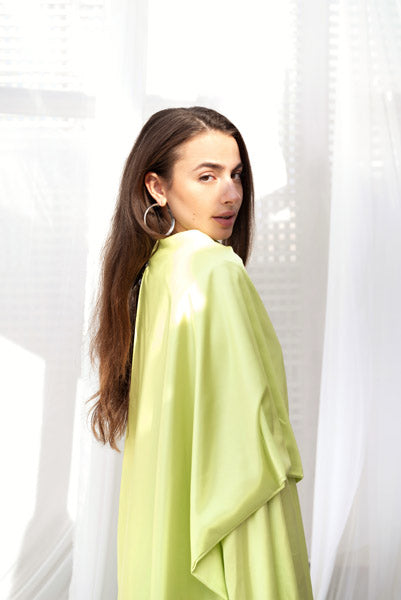 Satin Serenity Top with Round Scarf NEON