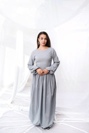 Balloon Sleeve Banglen Dress GRAY