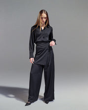 Regular satin shirt BLACK S26-CH29