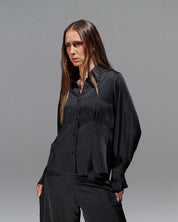 Regular satin shirt BLACK S26-CH29