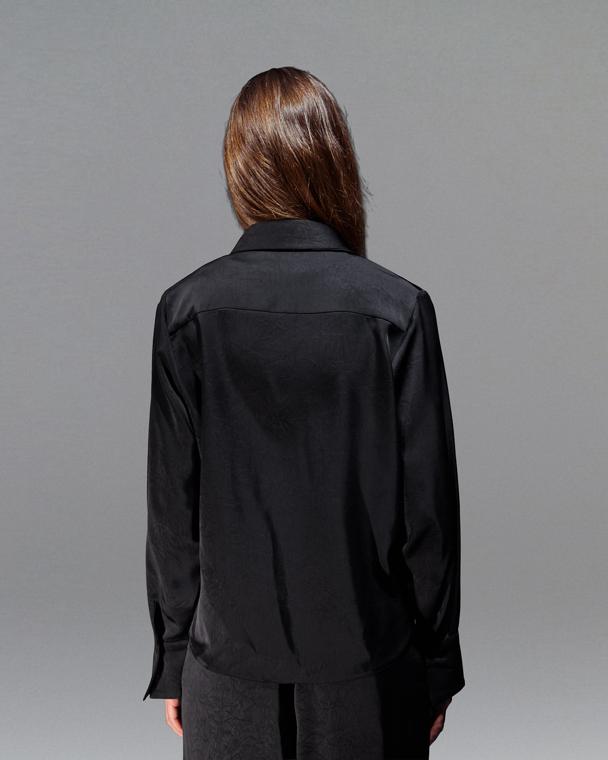 Regular satin shirt BLACK S26-CH29