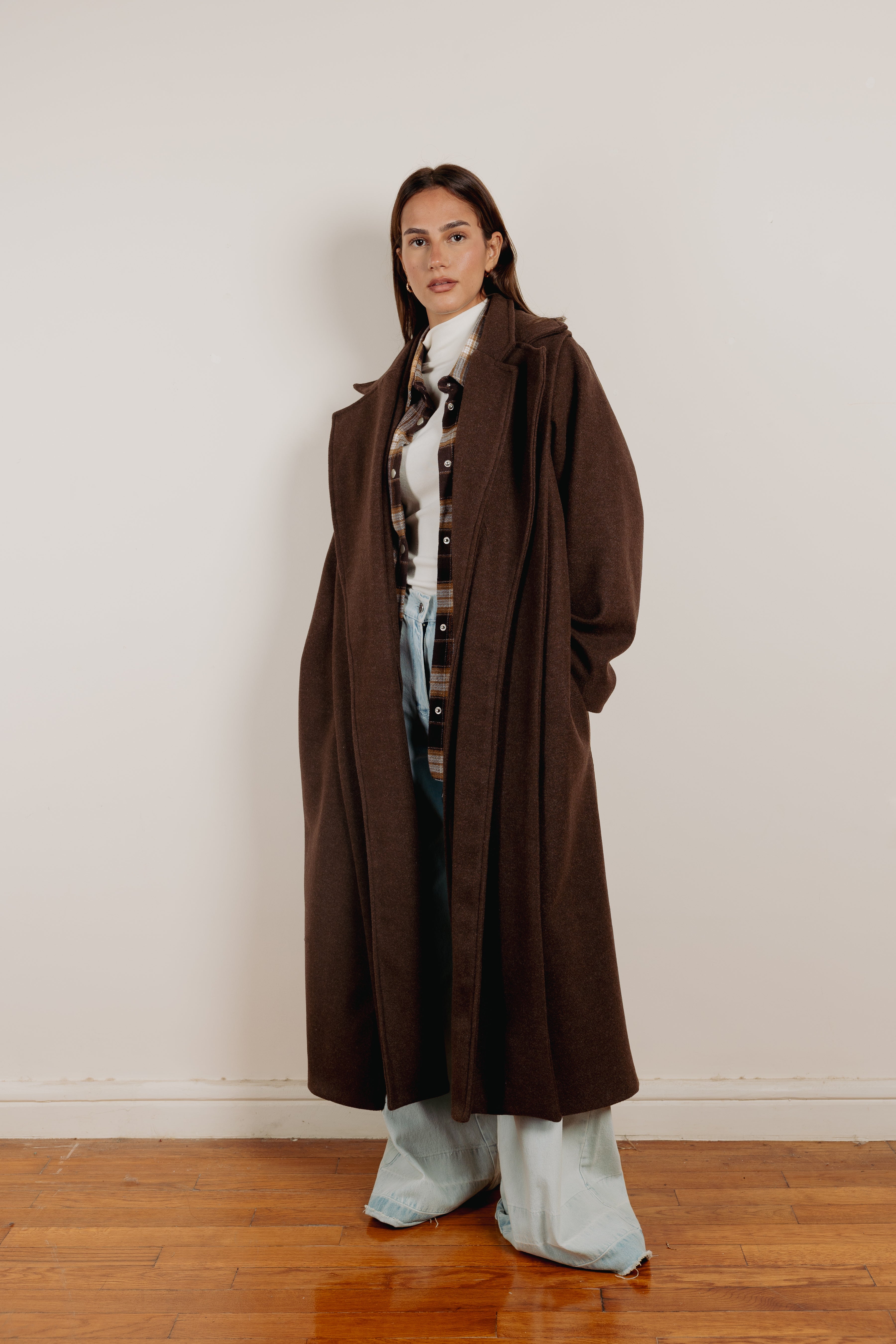 The double drape coat  Brown
