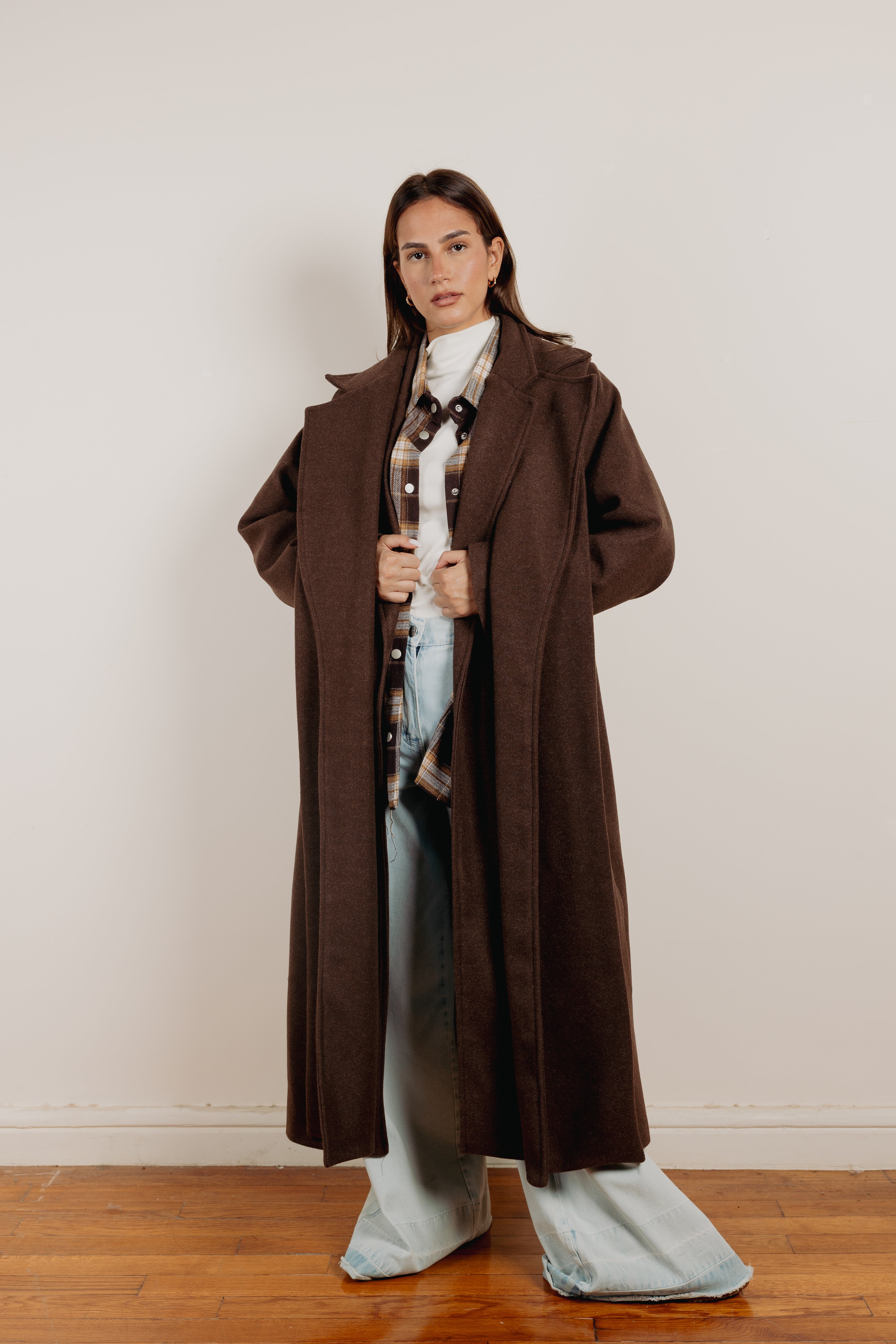 The double drape coat  Brown