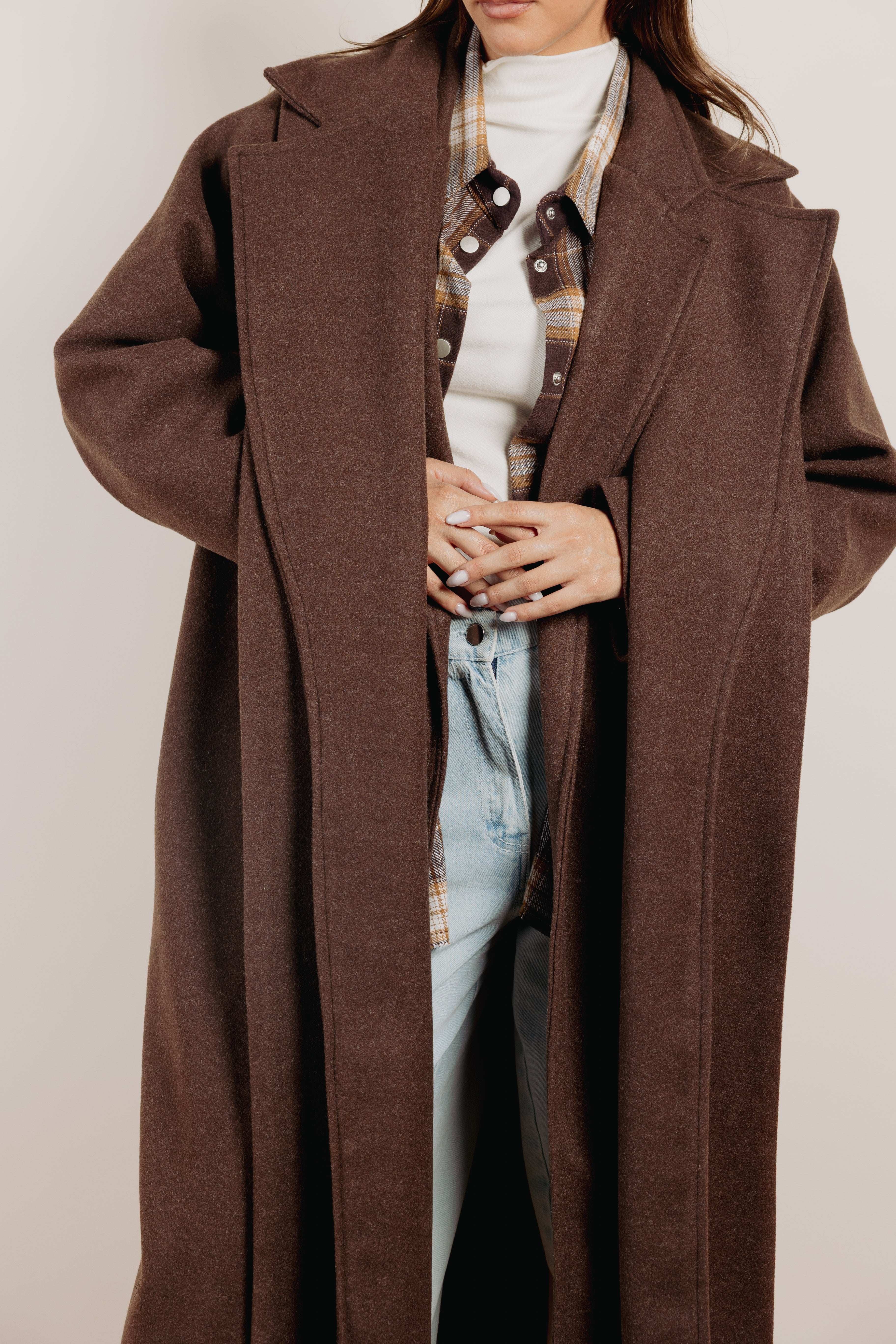 The double drape coat  Brown