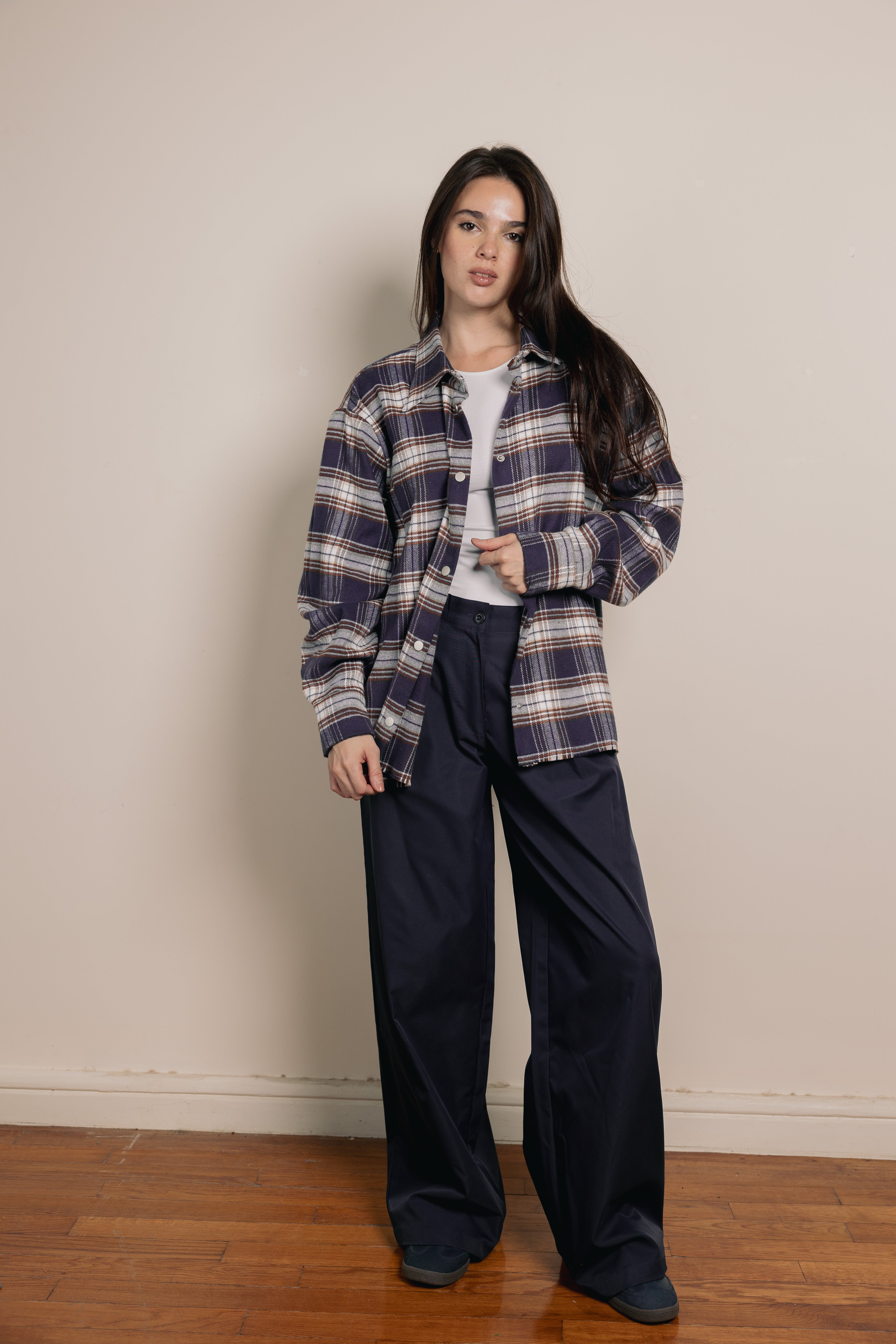 The grid line shirt Blue