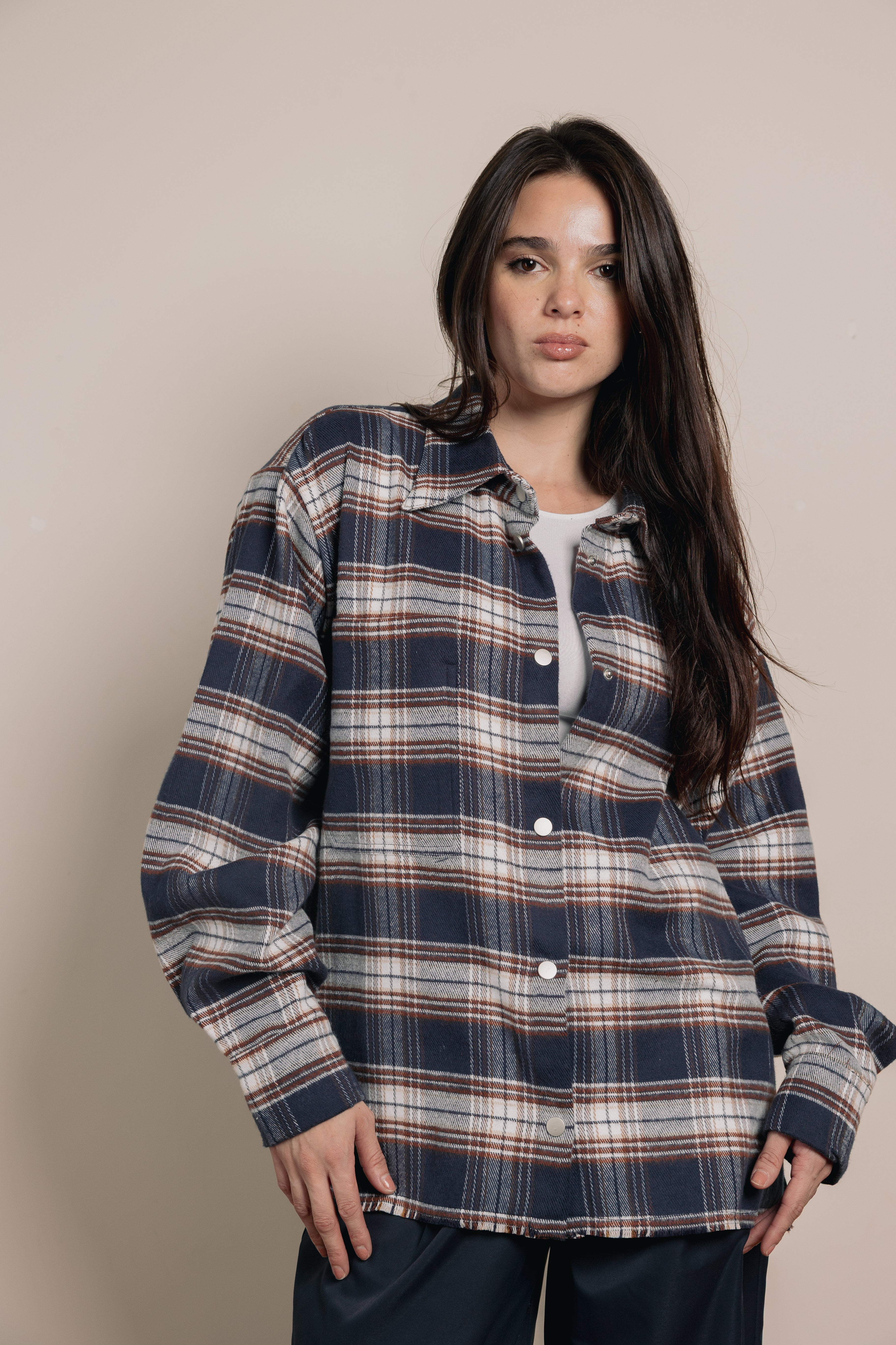 The grid line shirt Blue