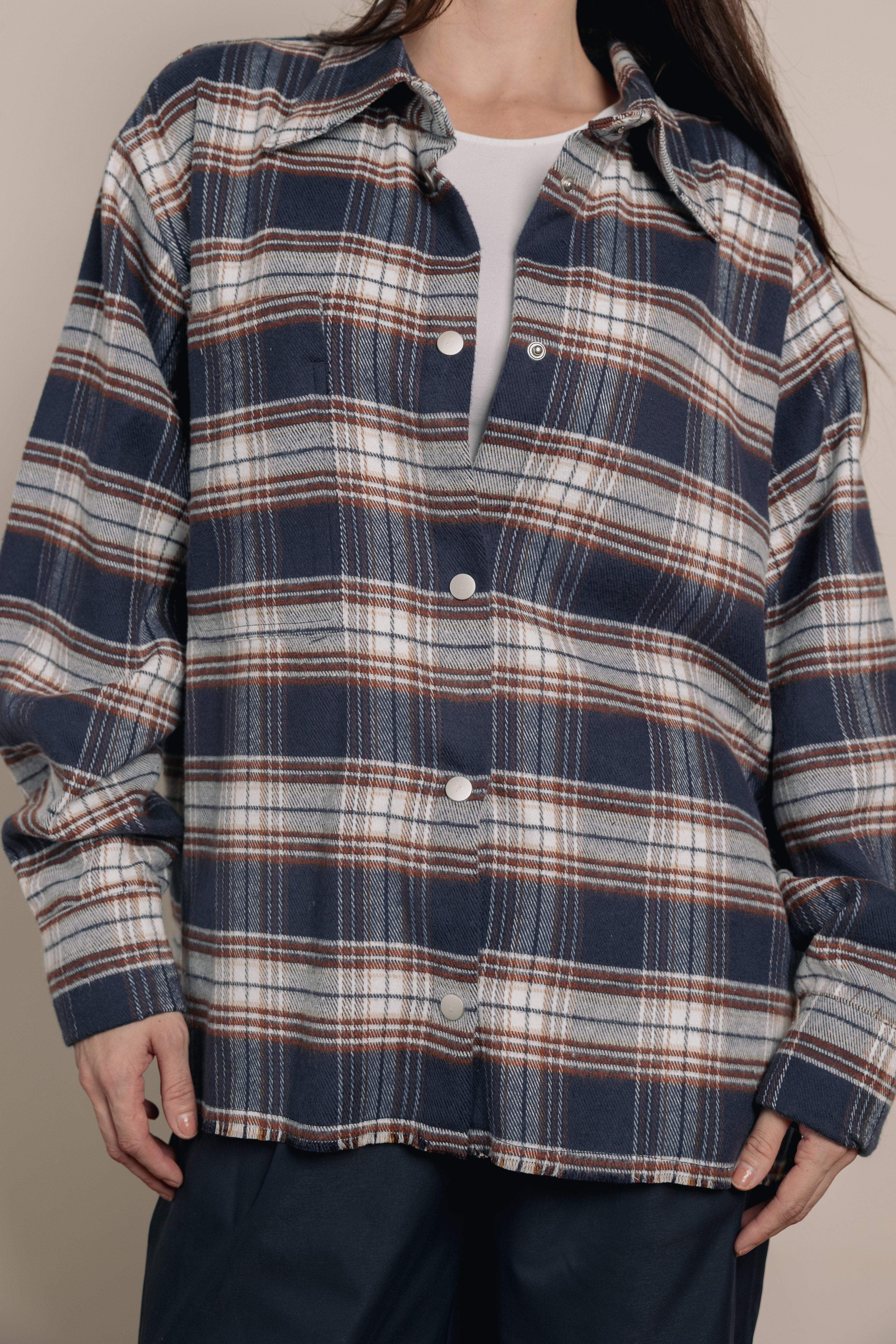 The grid line shirt Blue