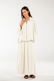 Satin Serenity Ensemble - Skirt white