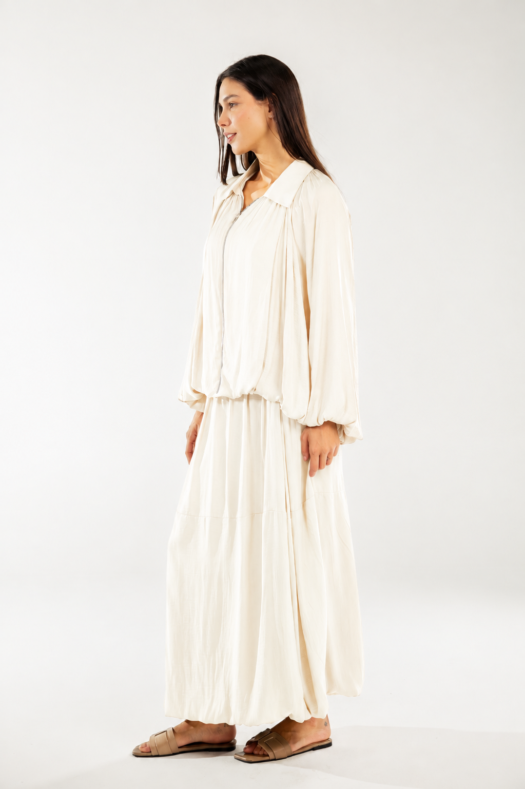 Satin Serenity Ensemble - Skirt white