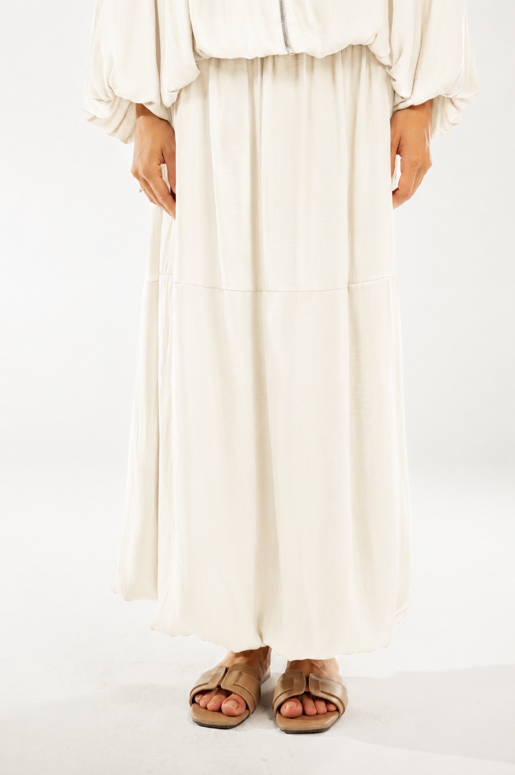 Satin Serenity Ensemble - Skirt white