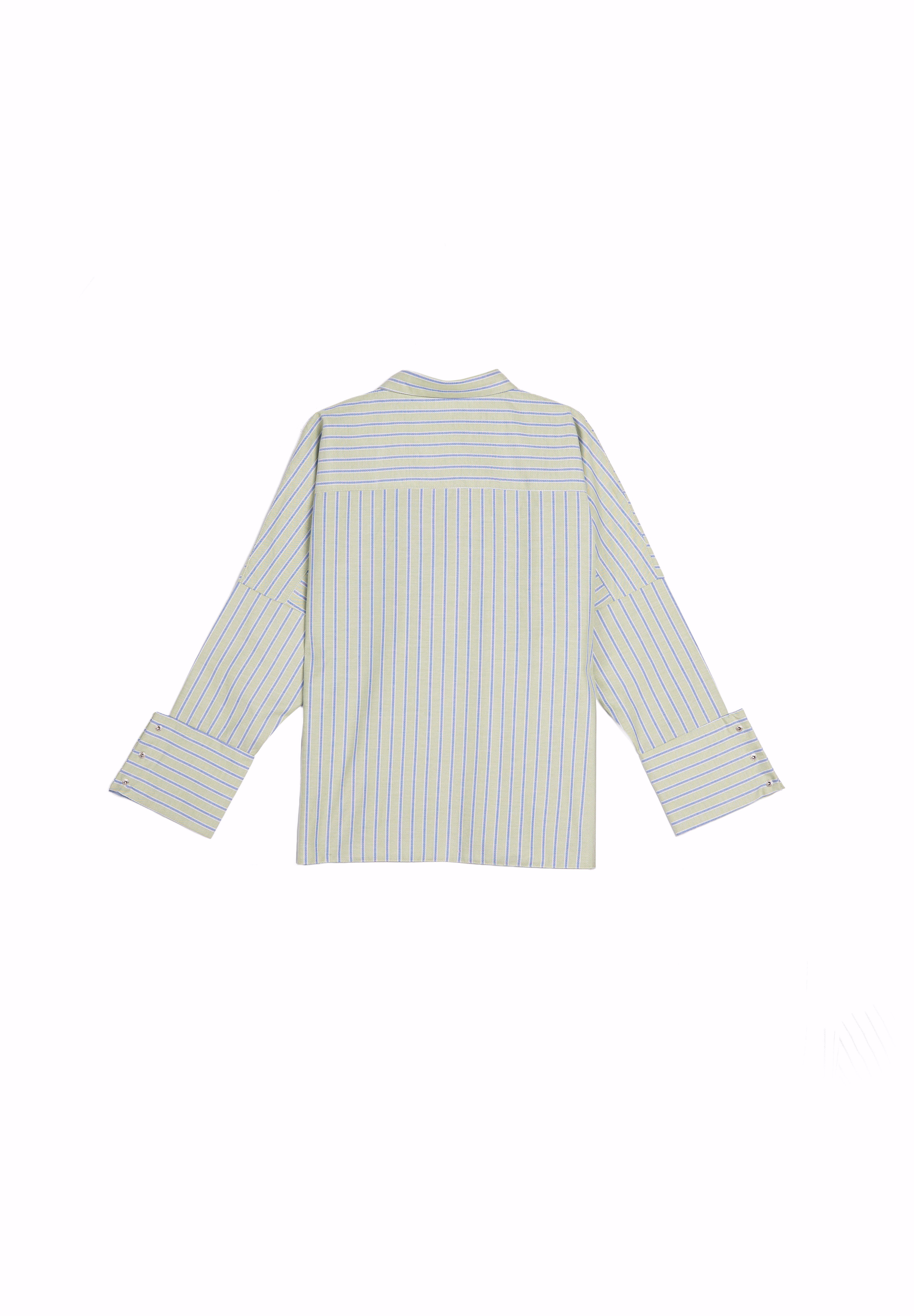 Striped Panel Shirt green S26-ch01
