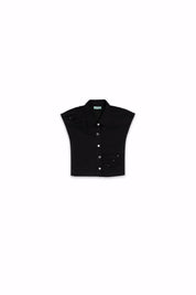 Gabardine Structured Vest  Black S26-V33