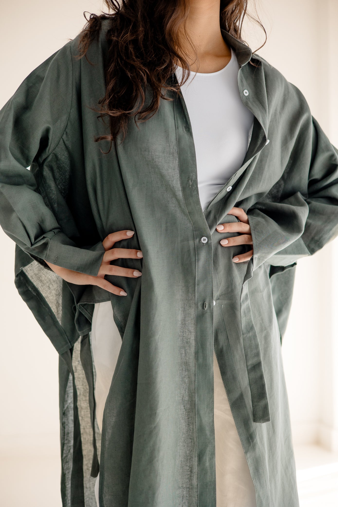 Luxe Linen Breeze Shirt Dark olive