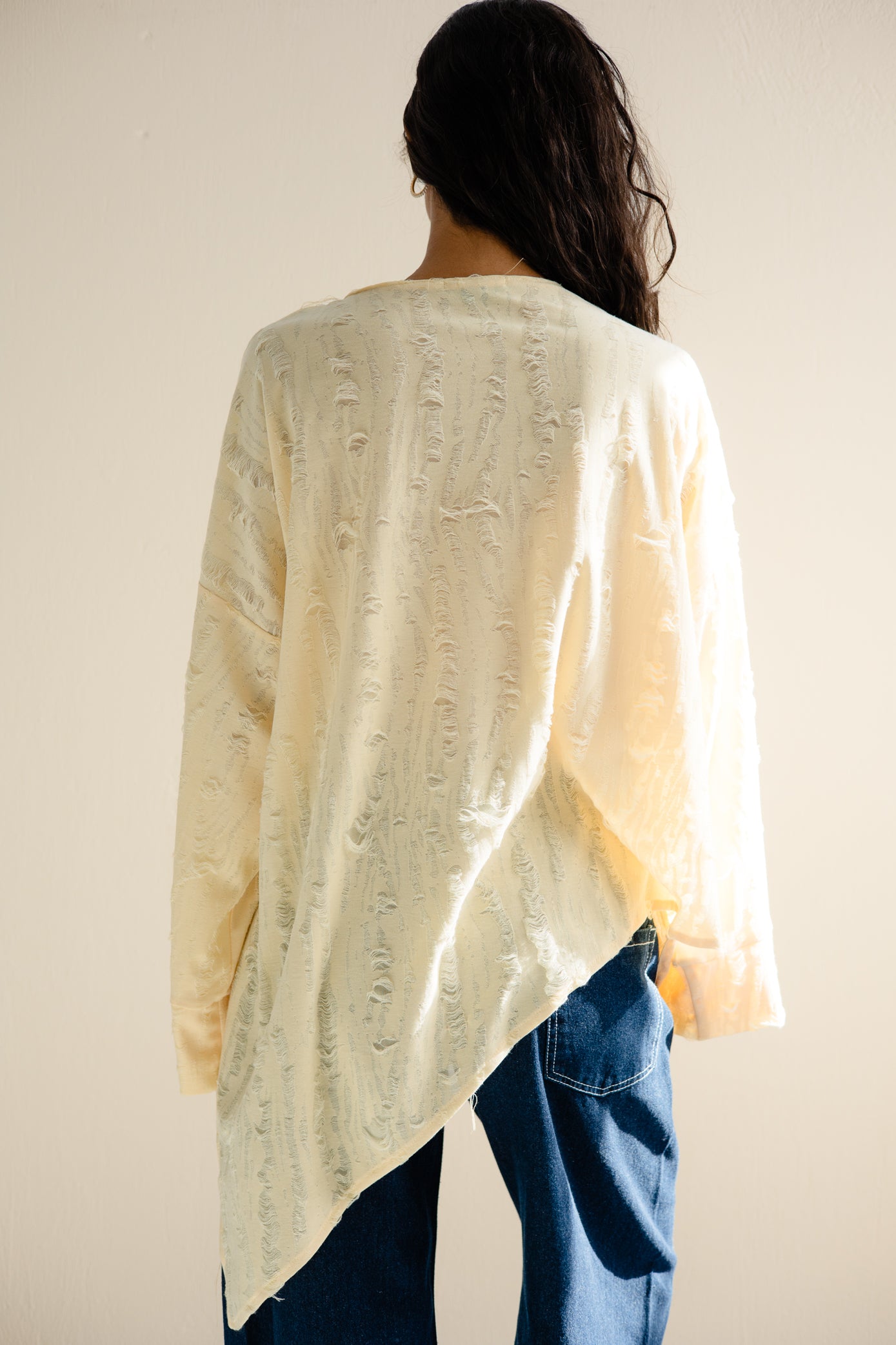Fringed Cotton Oversized Top yellow
