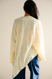 Fringed Cotton Oversized Top yellow