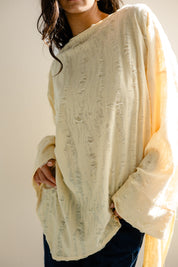 Fringed Cotton Oversized Top yellow