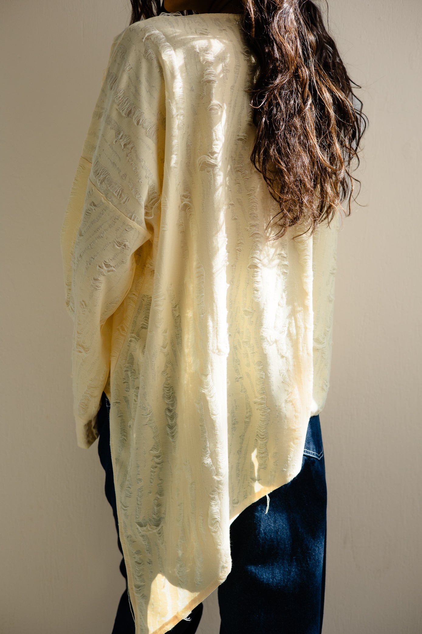 Fringed Cotton Oversized Top yellow