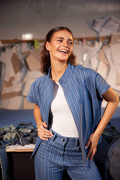 Skyline Pinstripe Light Blue Vest