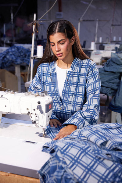 Blue Plaid Button-Up Jacket