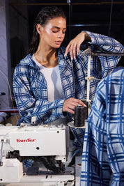 Plaid Zip-Up Hooded Jacket