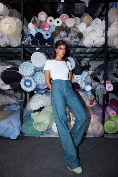 High-Rise Straight-Leg Denim Pants