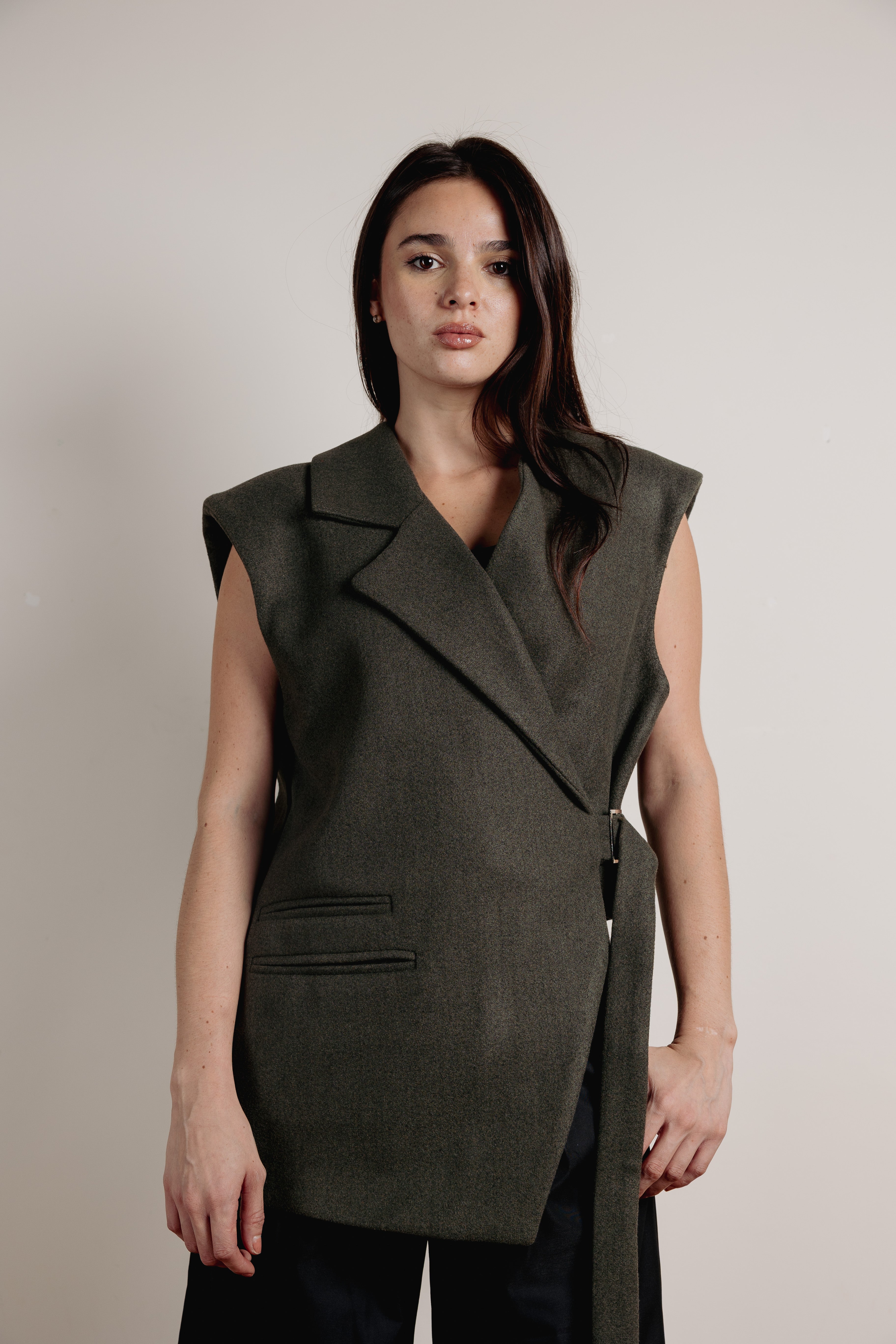 Asymmeteric Cut Blazer olive
