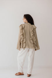 Breezy Ruffle Cardigan CAFE