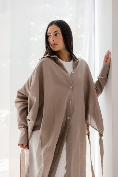 Luxe Linen Breeze Shirt CAFE