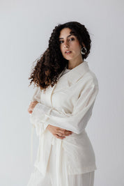 Coastal Breeze Crinkle Linen Blazer WHITE