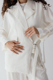 Coastal Breeze Crinkle Linen Blazer WHITE