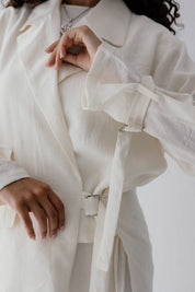 Coastal Breeze Crinkle Linen Blazer WHITE