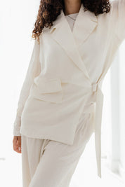 Coastal Breeze Crinkle Linen Blazer WHITE