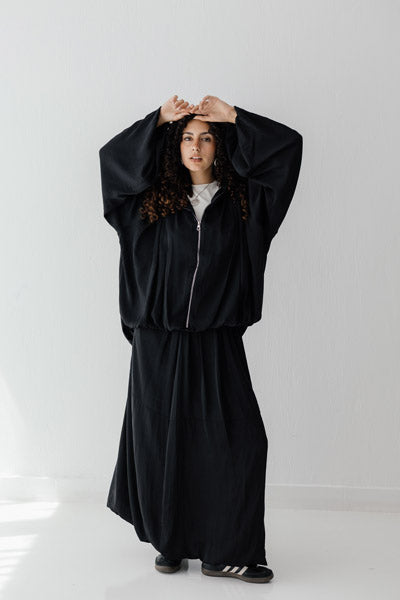 Satin Serenity Ensemble - Jacket BLACK